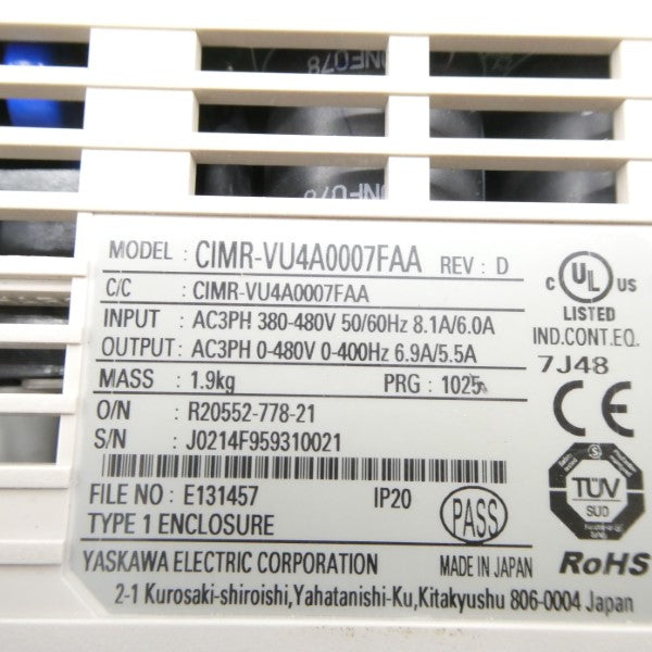 YASKAWA CIMR-VU4A0007FAA 380-480VAC 8.1/6.0A NSNP