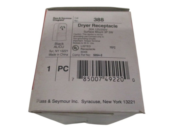 PASS & SEYMOUR LEGRAND 388 DRYER RECEPTACLE NSMP