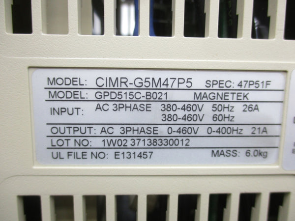 YASKAWA CIMR-G5M47P51F 380-460V 26A NSMP