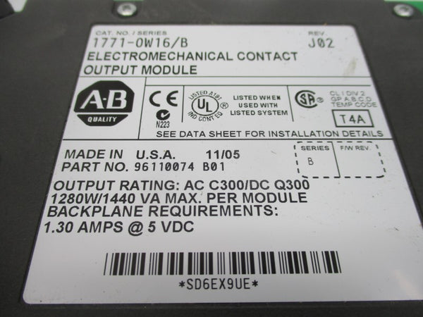 ALLEN BRADLEY 1771-OW16 SER. B 5VDC 1.3A REV. J02 (NO TERMINAL) NSMP