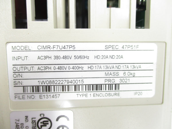 YASKAWA CIMR-F7U47P51F 380-480V 20A NSMP