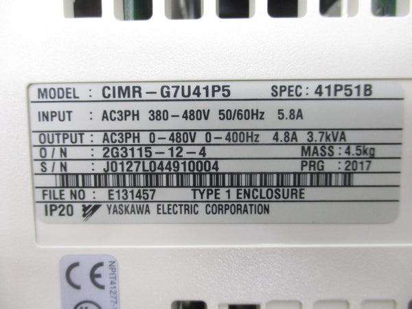 YASKAWA CIMR-G7U4195 380-480V 5.8A (AS PICTURED) NSMP