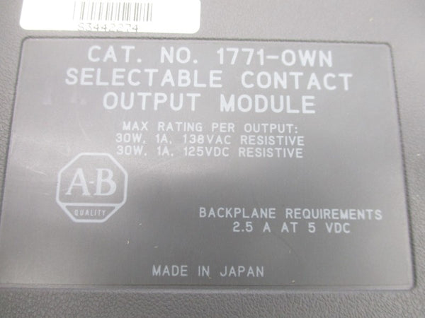 ALLEN BRADLEY 1771-OWN 138VAC 1A (NO TERMINAL) UNMP