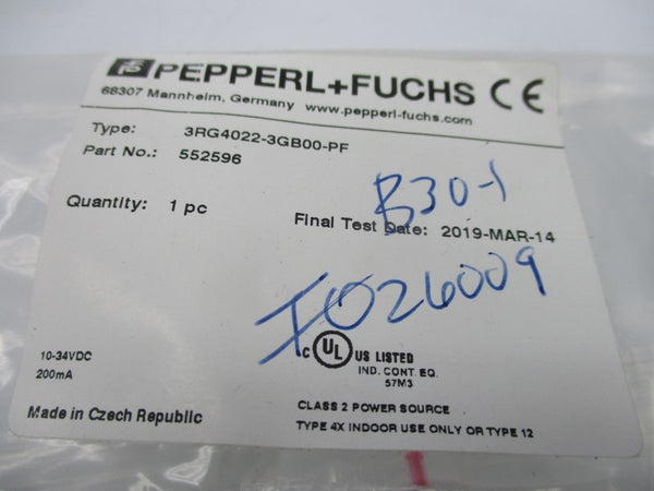 PEPPERL+FUCHS 3RG4022-3GB00-PF 552596 10-34VDC NSMP