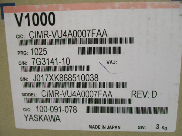 YASKAWA CIMR-VU4A0007FAA 380-480V 8.1/6.0A NSMP