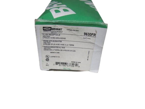 HUBBELL / BRYANT 9630FR 250V FLUSH RECEPTACLE NSMP