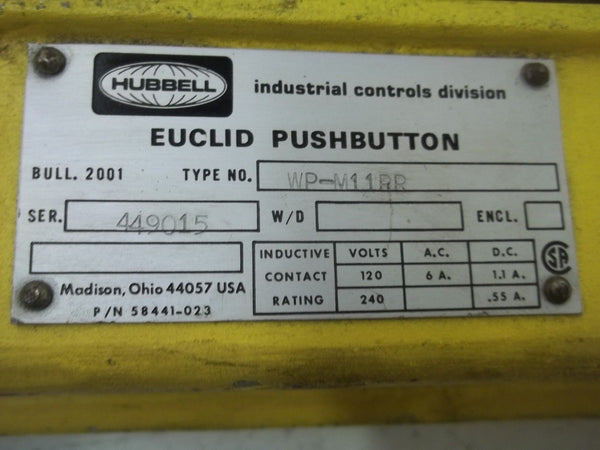 HUBBELL WP-M11RR EUCLID PUSHBUTTON UNMP