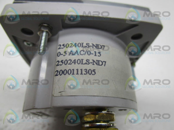YOKOGAWA 250240LS-ND7 PANEL METER 0-15 AC AMPERES NSNP