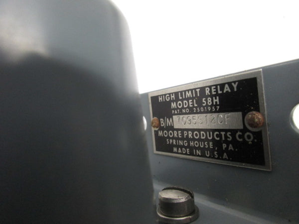 MOORE 709DS12CF TYPE 58H HIGH LIMIT RELAY NSMP