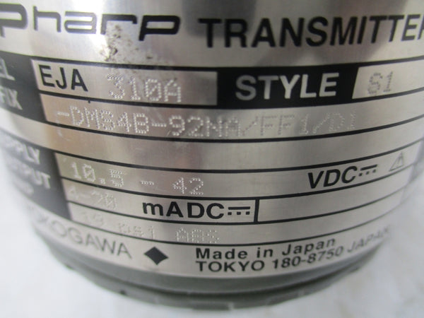YOKOGAWA EJA310A-DMS4B-92NA/FF1/D1 10.5-42VDC 19PSI NSMP