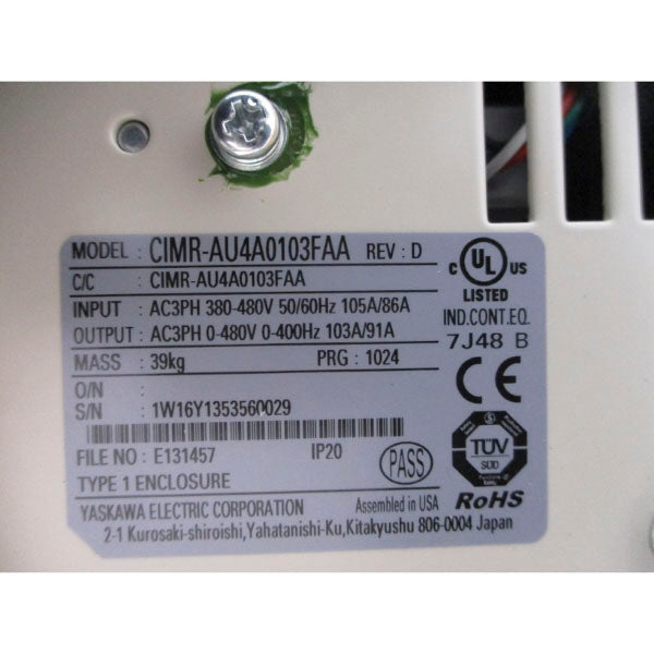 YASKAWA CIMR-AU4A0103FAA 380-480V 105/86A NSMP