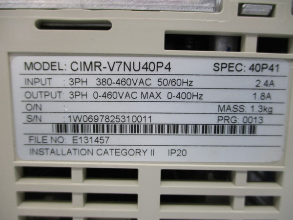 YASKAWA CIMR-V7NU40P4 380-460VAC 2.4A NSMP