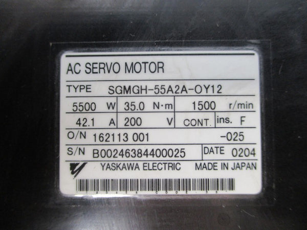 YASKAWA ELECTRIC SGMGH-55A2A-OY12 200VAC 42.1A UNMP