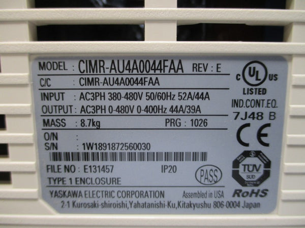 YASKAWA ELECTRIC CIMR-AU4A0044FAA 380-480VAC 52/44A NSMP