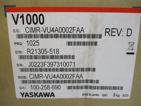 YASKAWA CIMR-VU4A0002FAA 380-480VAC 2.1/1.8A NSMP
