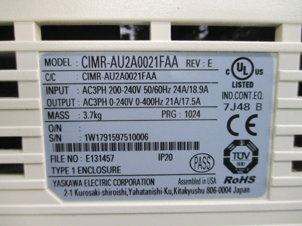 YASKAWA CIMR-AU2A0021FAA 200-240VAC 24/18.9A NSMP