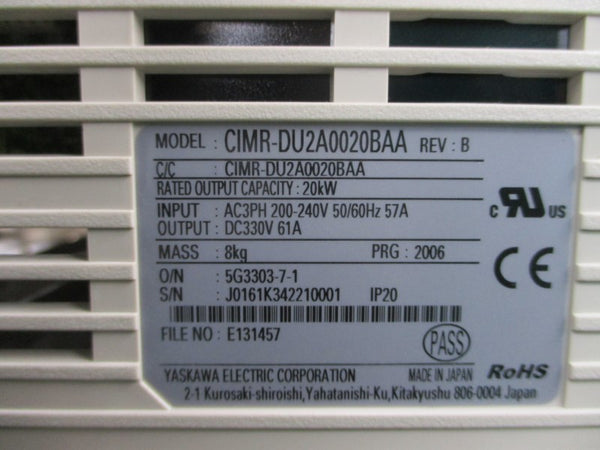 YASKAWA ELECTRIC CIMR-DU2A0020BAA 200-240VAC 57A NSNP