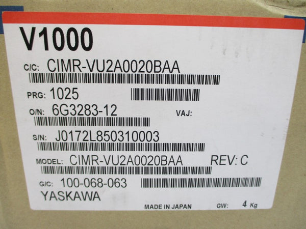 YASKAWA ELECTRIC CIMR-VU2A0020BAA 200-240VAC 24.0/18.9A NSMP