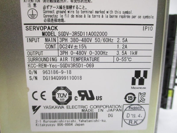 YASKAWA ELECTRIC SGDV-3R5D11A002000 380-480V 2.5A NSMP