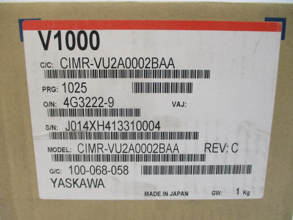 YASKAWA ELECTRIC CIMR-VU2A0002BAA 200-240VAC 1.9/1.5A REV. C NSMP