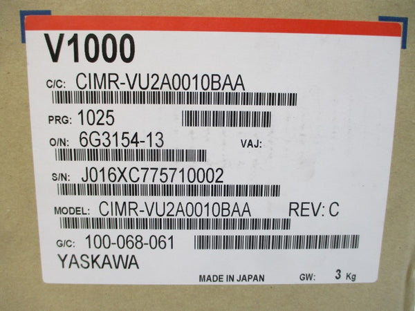 YASKAWA ELECTRIC CIMR-VU2A0010BAA 200-240VAC 10.8/7.5A REV. C NSMP