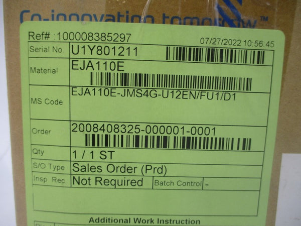 YOKOGAWA EJA110E-JMS4G-U12EN/FU1/D1 10.5-30VDC 2300PSI NSMP