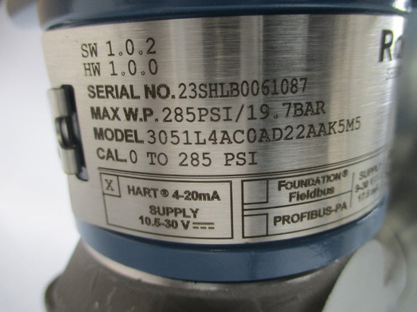 ROSEMOUNT 3051L4AC0AD22AAK5M5 10.5-30V 285PSI NSMP