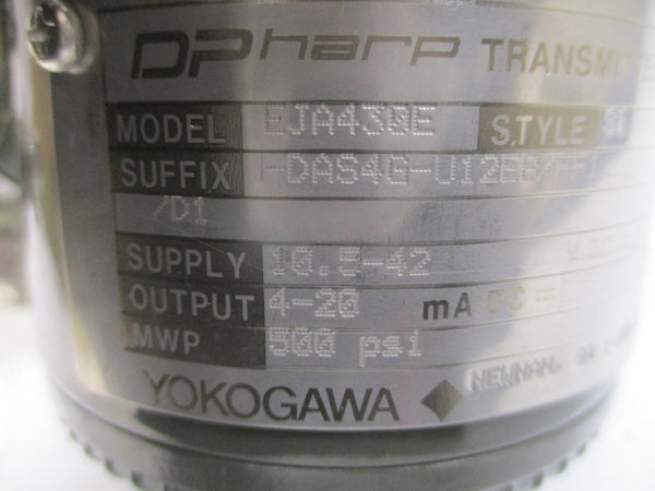 YOKOGAWA EJA430E-DAS4G-U12EB/FF1/D1 10.5-42VDC 500PSI NSMP