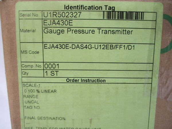 YOKOGAWA EJA430E-DAS4G-U12EB/FF1/D1 10.5-42VDC 500PSI NSMP