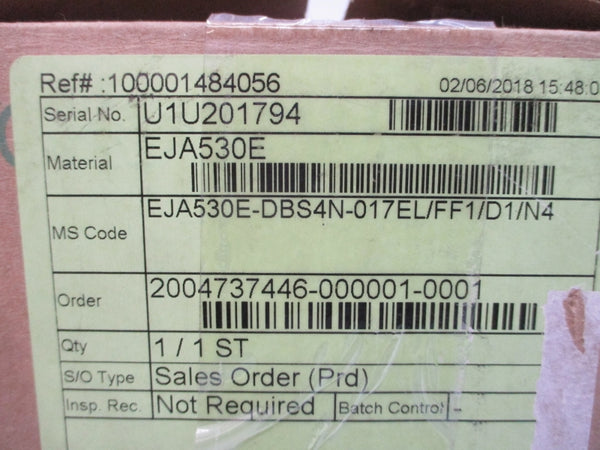 YOKOGAWA EJA530E-DBS4N-017EL/FF1/D1/N4 10.5-42VDC 290PSI NSMP