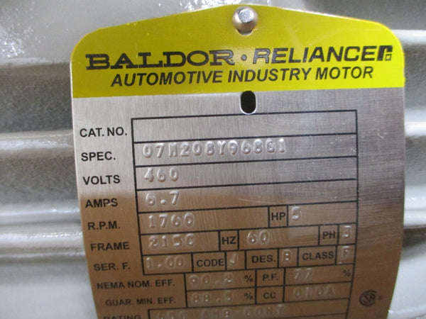 BALDOR 5HP, 1760RPM, 3PH, 215C FRAME 07M208Y968G1 460V 6.7A NSMP