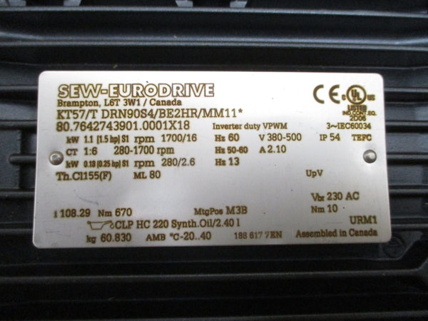 SEW-EURODRIVE KT57/TDRN90S4/BE2HR/MM11* KT57/A/T 380-500V 2.10A NSNP