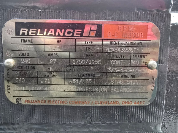 RELIANCE 7.5HP 259AT 7LA843226T1 240V 27A NSNP