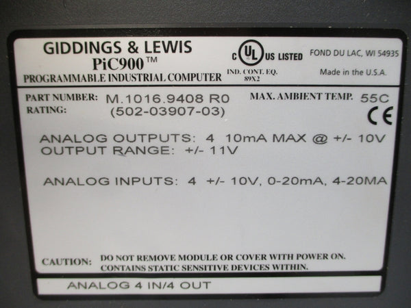 GIDDINGS & LEWIS M.1016.9408 10V NSMP
