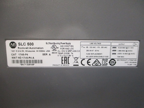 ALLEN BRADLEY 1746-P4 SER. A 85-132/170-250VAC NSMP