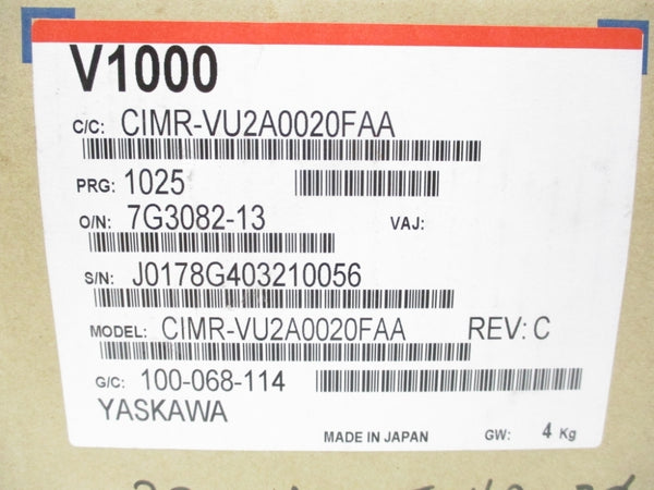 YASKAWA CIMR-VU2A0020FAA 200-240VAC 24.0/18.9A REV. C NSMP