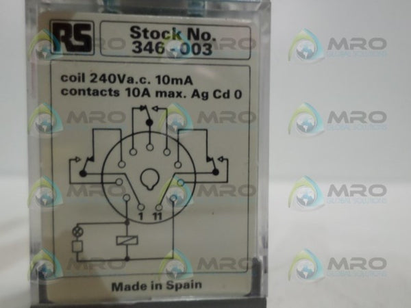RS COMPONENTS 346-003 RELAY 240VAC NSNP