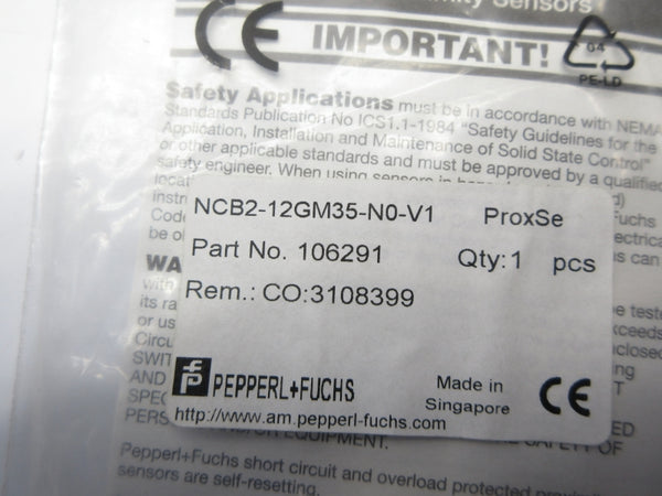 PEPPERL+FUCHS NCB2-12GM35-N0-V1 106291 NSMP