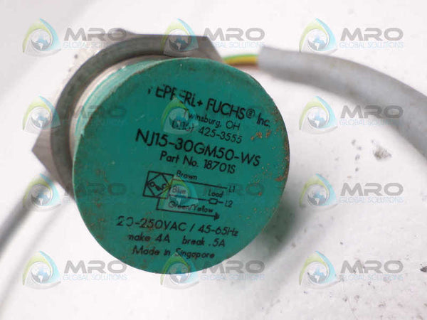 PEPPERL+FUCHS NJ15-30GM50-WS PROXIMITY SENSOR UNMP