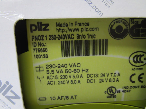 PILZ PNOZ1-230-240VAC-3N/O-1N/C SAFETY RELAY NSMP