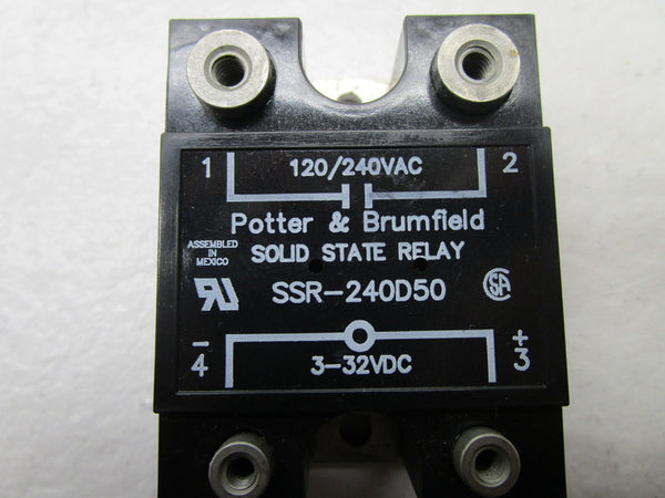 POTTER & BRUMFIELD SSR-240D50 SOLID STATE RELAY 120/240V UNMP