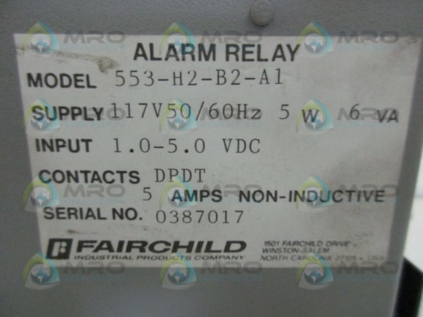 FAIRCHILD 553-H2-B2-A1 ALARM RELAY NSNP