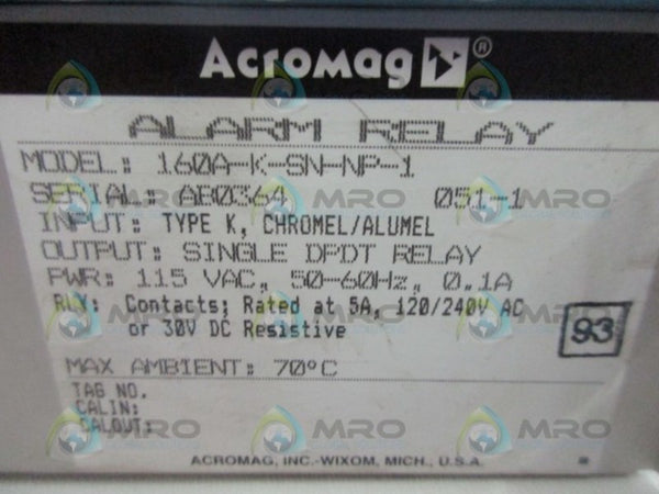 ACROMAG 160A-K-SN-NP-1 ALARM RELAY UNMP