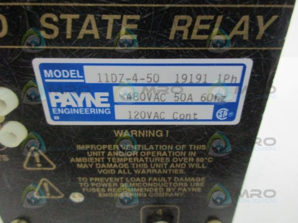 PAYNE ENGINEERING 11DZ-4-50 SOLID STATE RELAY UNMP