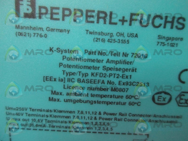 PEPPERL & FUCHS KFD2-PT2-EX1 POTENTIOMETER CONVERTER NSNP