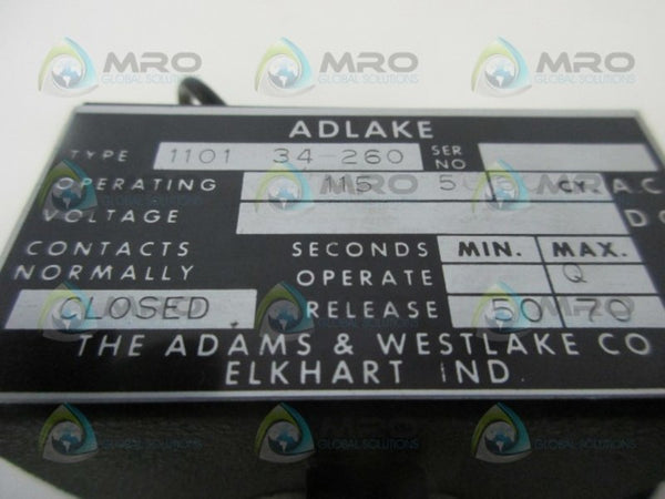 ADLAKE 1101-34-260 TIMING RELAY UNMP