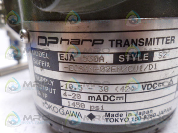 YOKOGAWA EJA530A-ECS4N-02EN/CU1/D1 TRANSMITTER UNMP