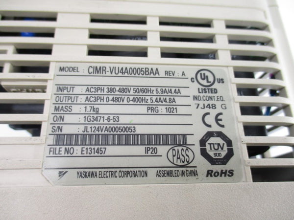 YASKAWA ELECTRIC CIMR-VU4A0005BAA 380-480V 5.9/4.4A UNMP