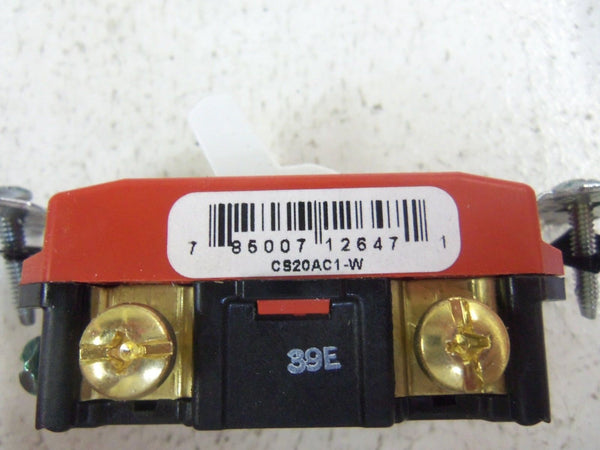 LOT OF 20 PASS & SEYMOUR CS20AC1-W SINGLE POLE SWITCH NSMP