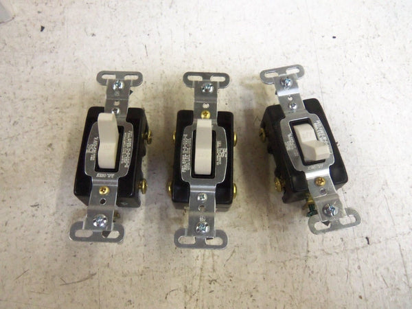 LOT OF 3 PASS & SEYMOUR CS215-W DOUBLE POLE SWITCH NSMP